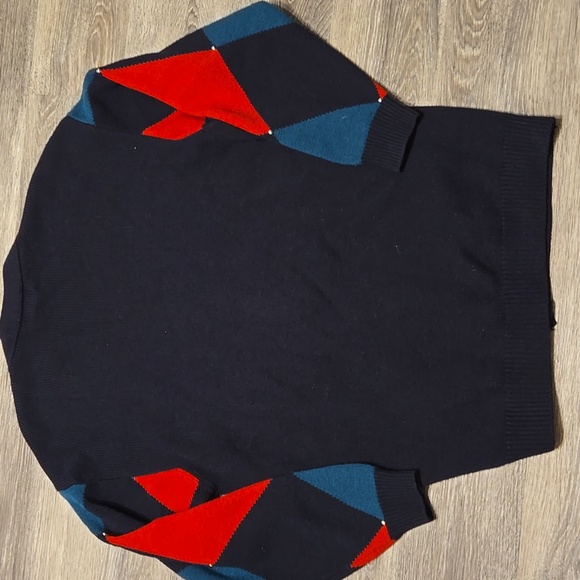 Vintage Argyle Oversize Lambswool Blend Studded Cardigan Sz Small - Picture 3 of 4